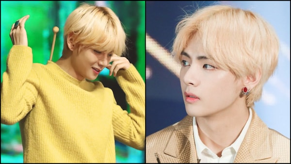 BTS' V in Blond/Yellow/Golden