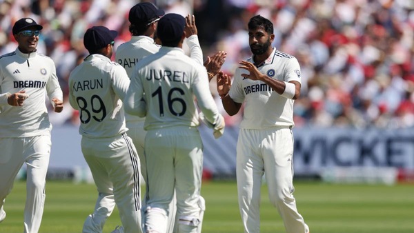 Bumrah celebrates his hat trick. Photo via BCCI