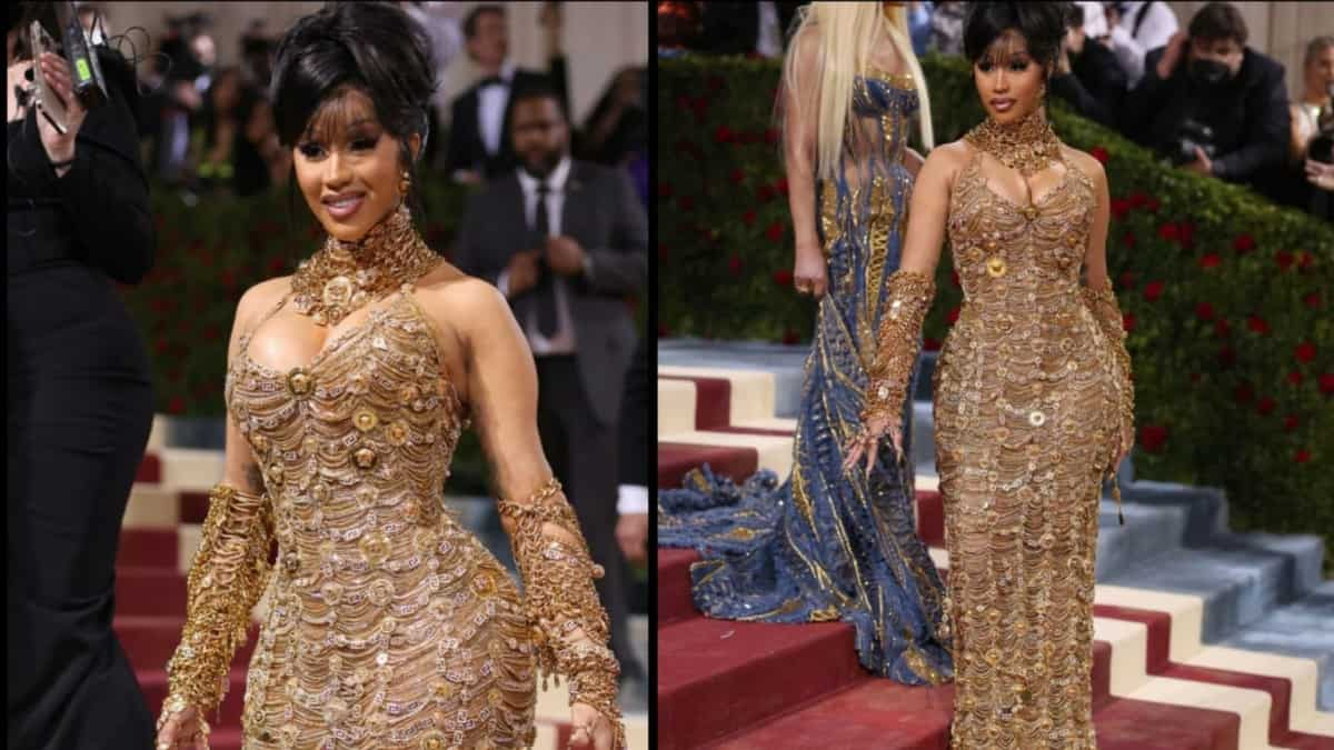 PHOTO: Cardi B and Donatella Versace shine in matching gold gowns on the Met  Gala 2022