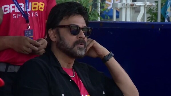 Venkatesh watching the Telugu Warriors in action