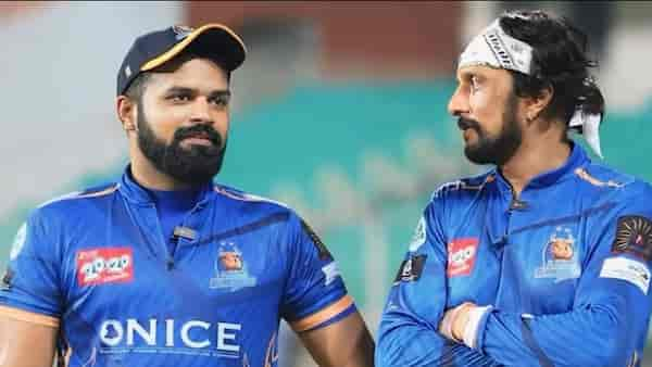 Pradeep Bogadi with Kiccha Sudeep during CCL 2024