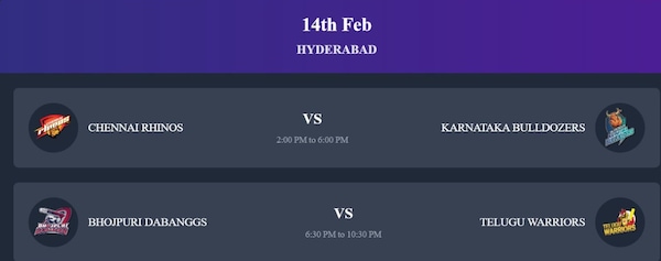 February 14 schedule of CCL