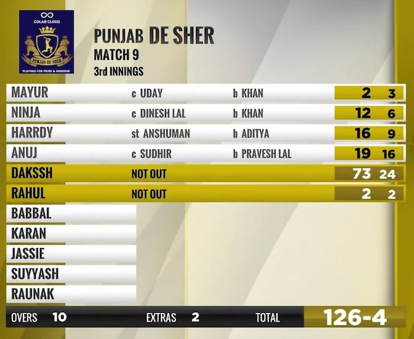 Punjab De Sher fought back hard in the second innings against Bhojpuri Dabanggs