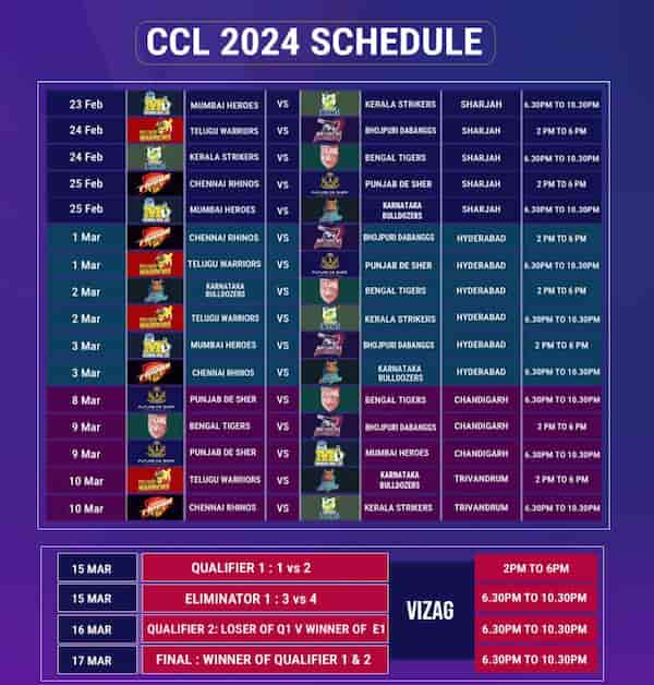 The revised schedule of CCL 2024