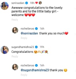 Celebrities congratulate Rochelle and Keith.