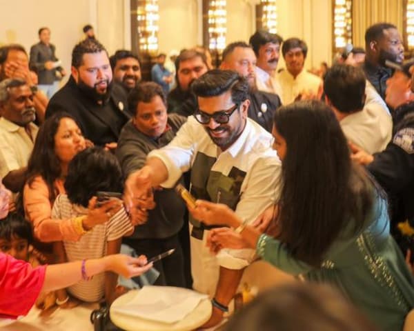 Ahead of Oscars 2023 Ram Charan meets fans in LA, gets mobbed