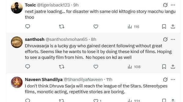 Netizen reactions to Dhruva Sarja's Criminal