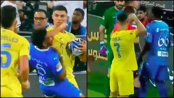 WATCH | Angry Cristiano Ronaldo elbows Al-Hilal player, then tries to punch referee