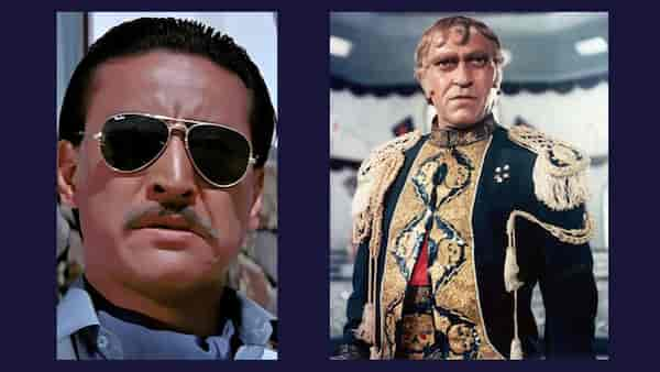 Danny Denzongpa as Kancha Cheena in Agneepath (left); Amrish Puri as Mogambo in Mr India (right)