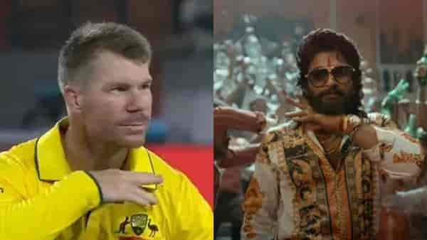 David Warner celebrates a dismissal with Allu Arjun’s iconic Pushpa gesture