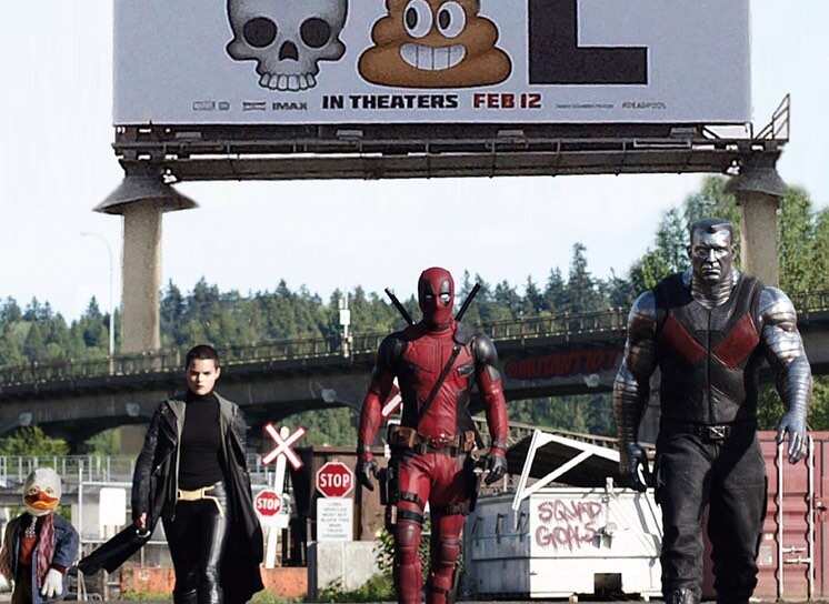 Ryan Reynolds with co-stars on Deadpool