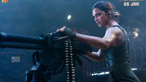 Pathaan new still: Deepika Padukone exudes incredible sass while firing a Gatling gun