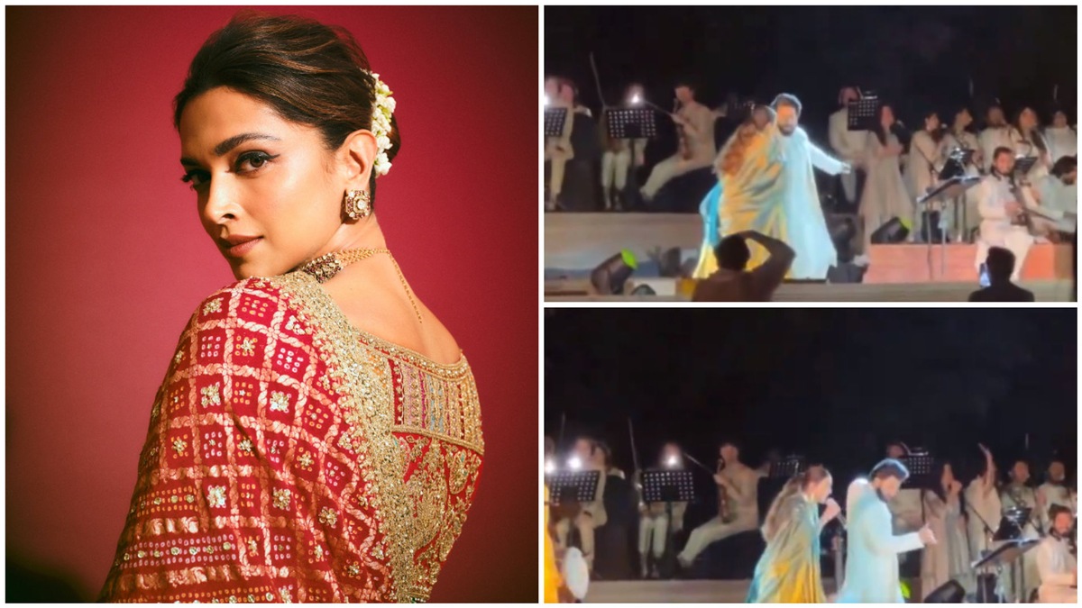 Ranveer Singh warmly smiles at Deepika Padukone as he grooves to Tune Maari Entriyaan at Anant Ambani, Radhika Merchant’s event