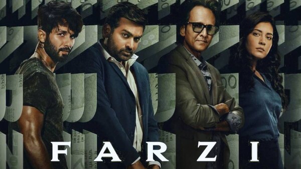 Detail from the poster for Farzi. Amazon Prime Video India