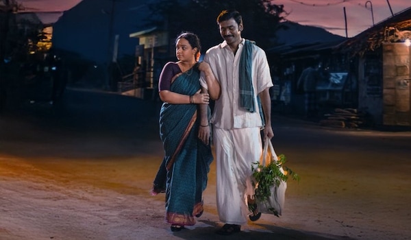 Dhanush and Nithya Menen in Idli Kadai