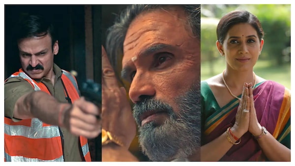 Stills of Suneil Shetty, Vivek Oberoi and Sonali Kulkarni from Dharavi Bank