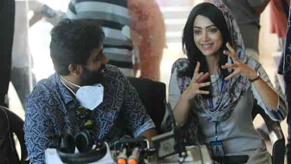 Dijo Jose Antony and Mamta Mohandas on the sets of Jana Gana Mana