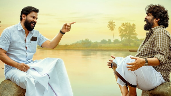 Dileep and Joju George in a poster of Voice of Sathyanathan