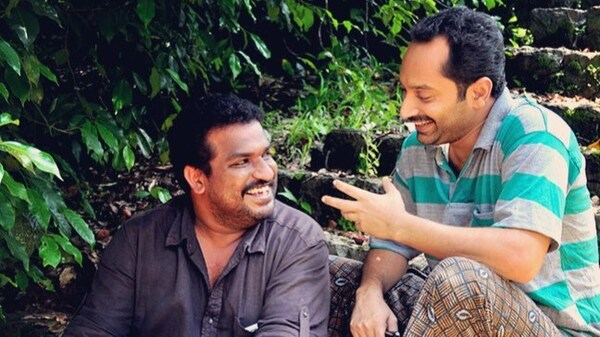 Dileesh Pothan and Fahadh Faasil during the shoot of Maheshinte Prathikaaram