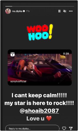 Dipika supports Shoaib Ibrahim in her Instagram story