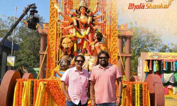 Anil Sunkara along with director Meher Ramesh on the sets of Bholaa Shankar