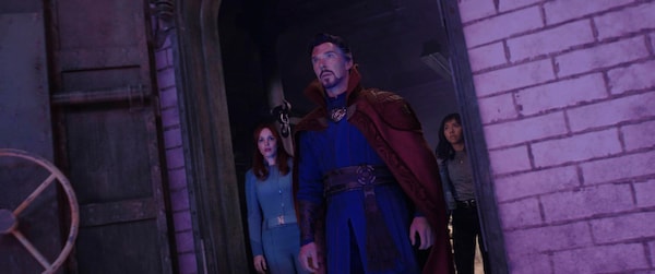 Benedict Cumberbatch, Rachel McAdams, Xochitl Gomez in a still from Doctor Strange in the Multiverse of Madness