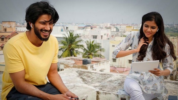 Dulquer Salmaan and Kalyani Priyadarshan in a still from Varane Avashyamund
