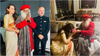 Emergency: Sadhguru reviews Kangana Ranaut, Anupam Kher's film; actress touches his feet at special screening | PICS