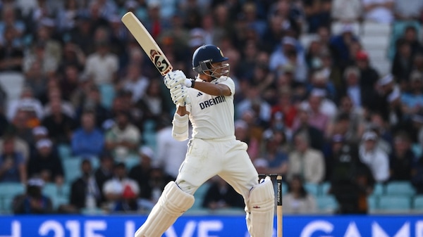 Yashasvi Jaiswal added quick 51 off 49 balls in the final session for India. Image | ICC on X