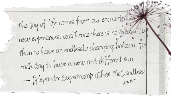 Entry by Chris McCandless aka 'Alexander Supertramp'