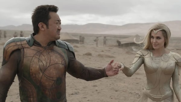 Don Lee and Angelina Jolie in Eternals