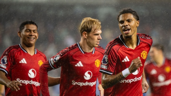Ethan Williams after his goal. Image | MUFC on X