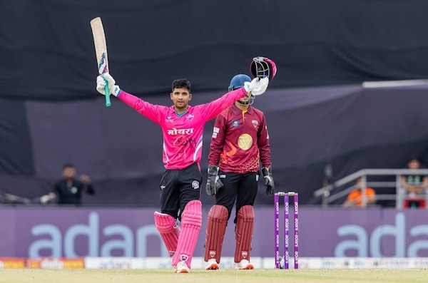 Akshat Raguwanshi after his ton in MPT20 League. Image | Instagram