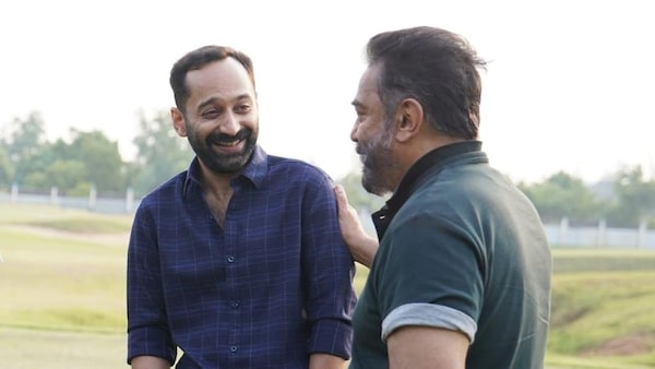 Fahadh Faasil and Kamal Haasan on the sets of Vikram