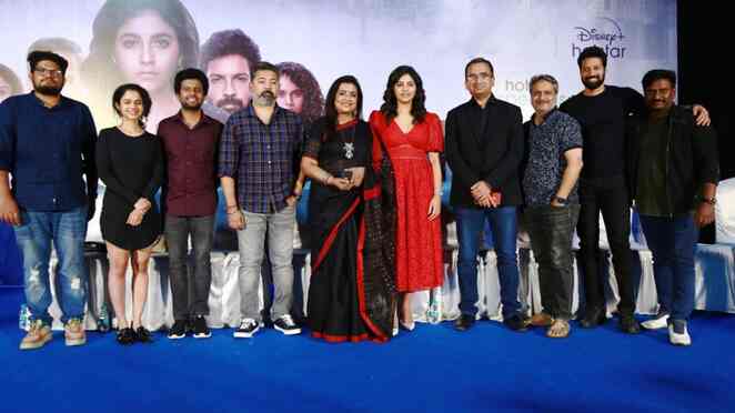 Fall: The cast and crew of the Hotstar original have a gala time during the media interaction 