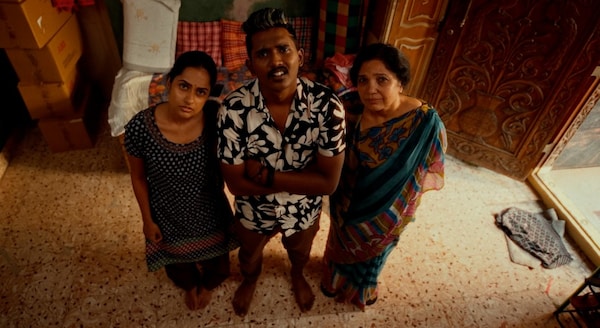 Sindhu Sreenivasa Murthy, Abhay and Rekha Kudligi in a still from Family Drama