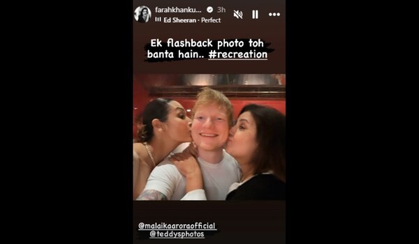 Farah Khan and Malaika Arora kiss Ed Sheeran