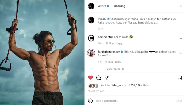 Farah Khan comment on SRK's Instagram post