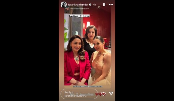 Farah Khan with Malaika Arora and Madhuri Dixit