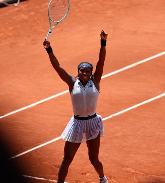 Coco Gauff Celebrates her quarter-final win