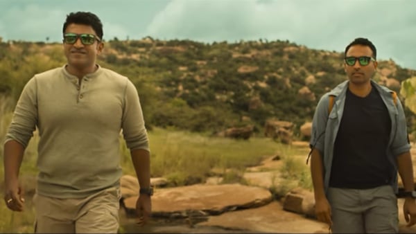 Puneeth Rajkumar and Amoghavarsha in Gandhada Gudi