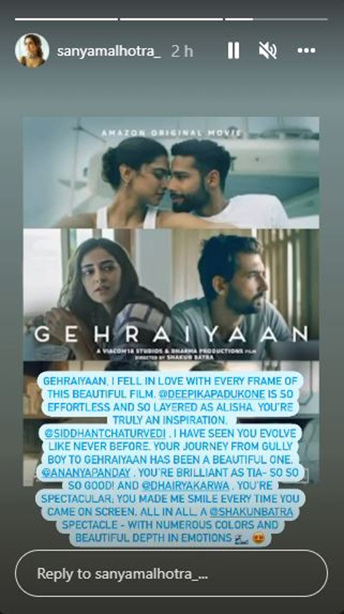 Gehraiyaan review by Sanya Malhotra