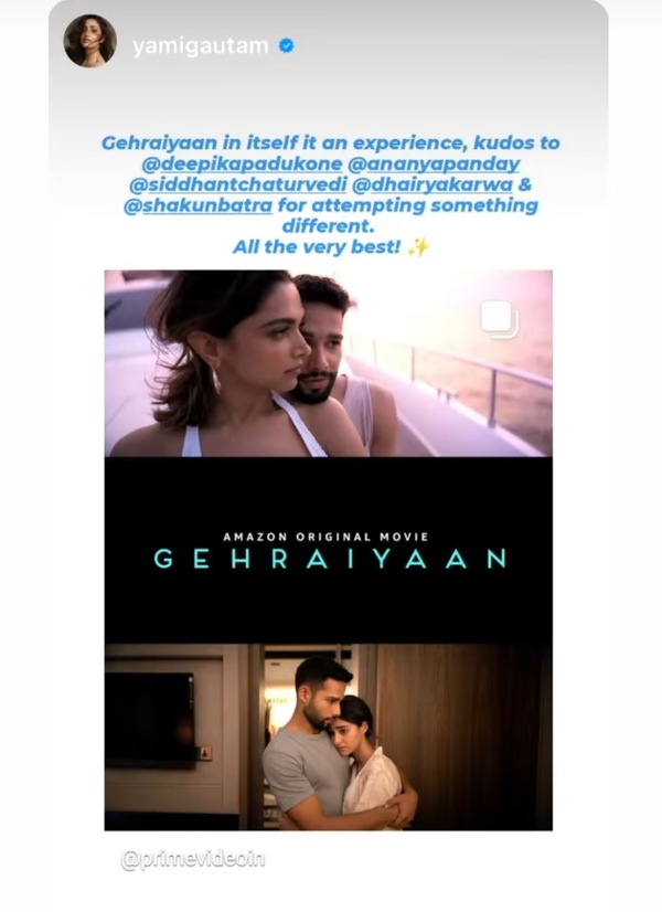 Gehraiyaan review by Yami Gautam