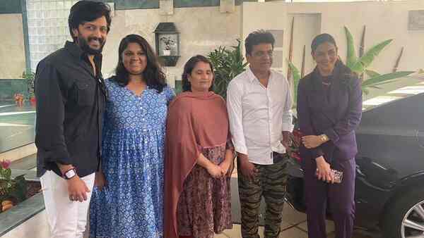 Genelia Deshmukh has a sweet reunion with 'Satya in Love' costar Shiva Rajkumar; hubby Riteish Deshmukh joins