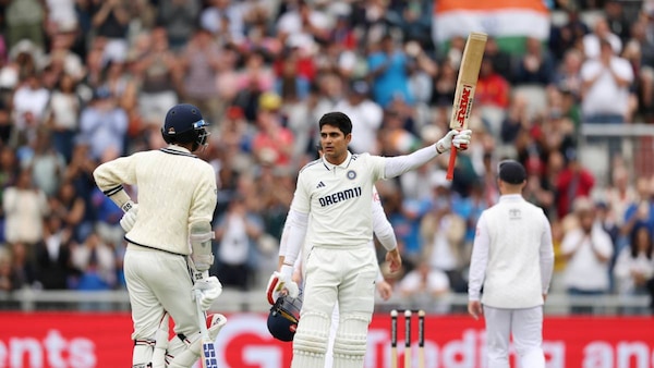 Gill celebrated his 9th Test ton. Photo via BCCI