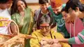 GoodBye latest poster: Amitabh Bachchan plays with a cute pup, while Rashmika Mandanna, Neena Gupta, Pavail Gulati join in