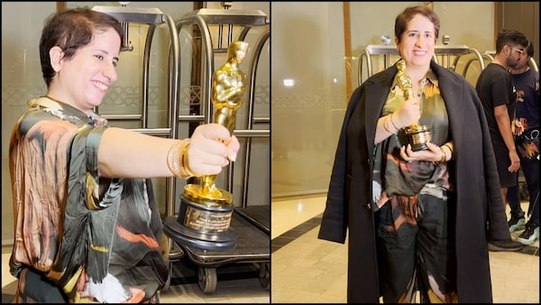 Oscar winner Guneet Monga brings the trophy to India; receives a warm welcome at the airport