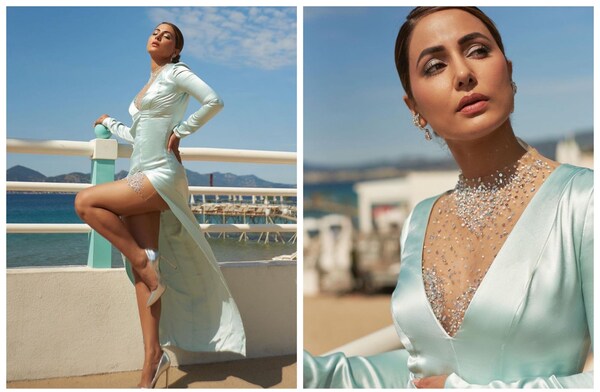 Cannes 2022: Hina Khan looks stunning in her pastel turquoise blue outfit, fans are unable to stop from praising her look