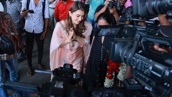 Hansika arrives in Chennai for the first time after her wedding, reveals has seven films in her kitty