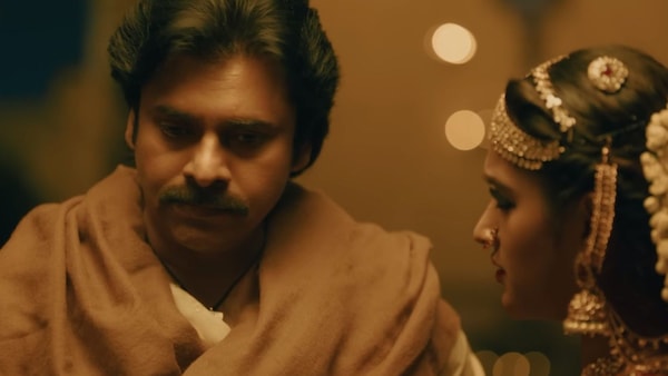 Pawan Kalyan and Niddhi Agerwal in Hari Hara Veera Mallu